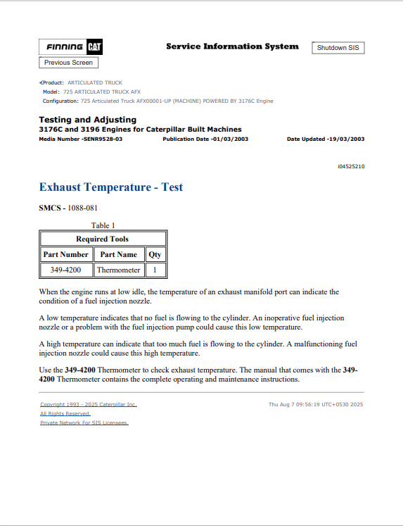 Caterpillar Cat 725 Articulated Truck Service and Repair Manual PDF | S/N AFX
