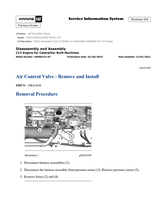 Caterpillar Cat 730C2 Articulated Truck Service and Repair Manual PDF | S/N 2T4