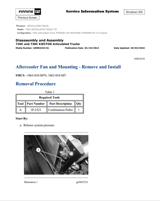 Caterpillar Cat 730C Articulated Truck Service and Repair Manual PDF | S/N TFF