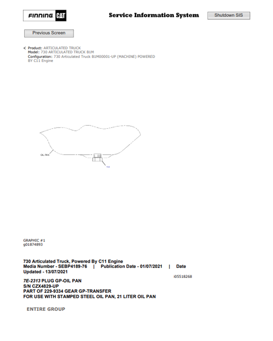 Caterpillar Cat 730 Articulated Truck Parts Catalogue Manual PDF | S/N B1M