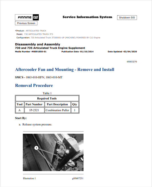Caterpillar Cat 730 Articulated Truck Service and Repair Manual PDF | S/N 3T3