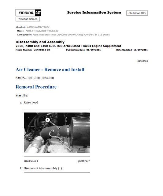 Caterpillar Cat 735B Articulated Truck Service and Repair Manual PDF | S/N L4D