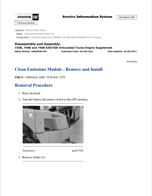 Caterpillar Cat 735B Articulated Truck Service and Repair Manual PDF | S/N T4P