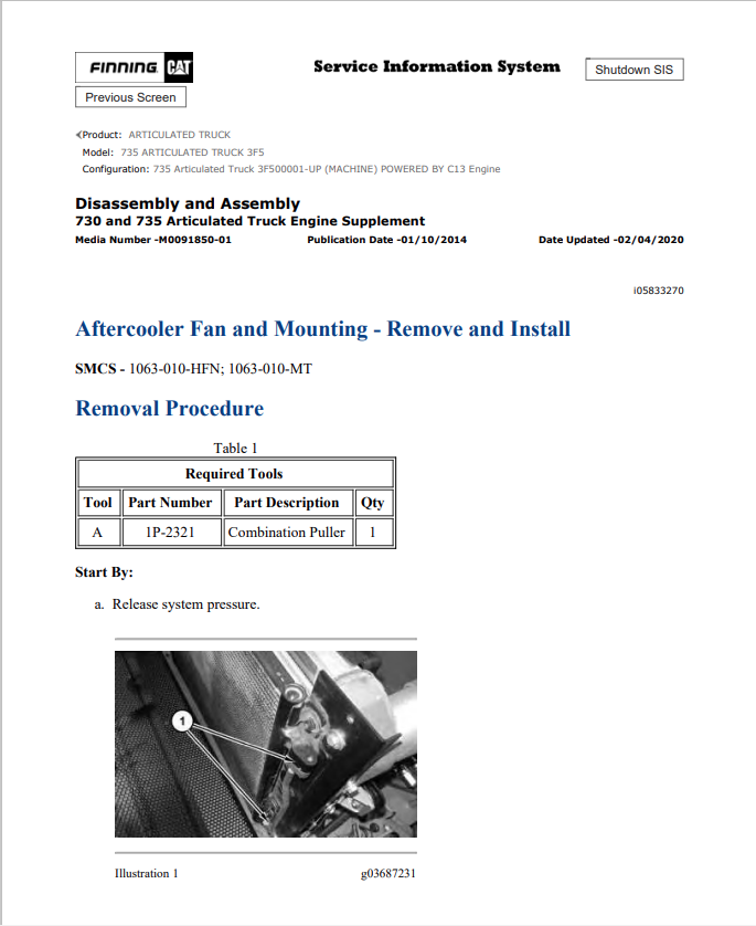 Caterpillar Cat 735 Articulated Truck Service and Repair Manual PDF | S/N 3F5