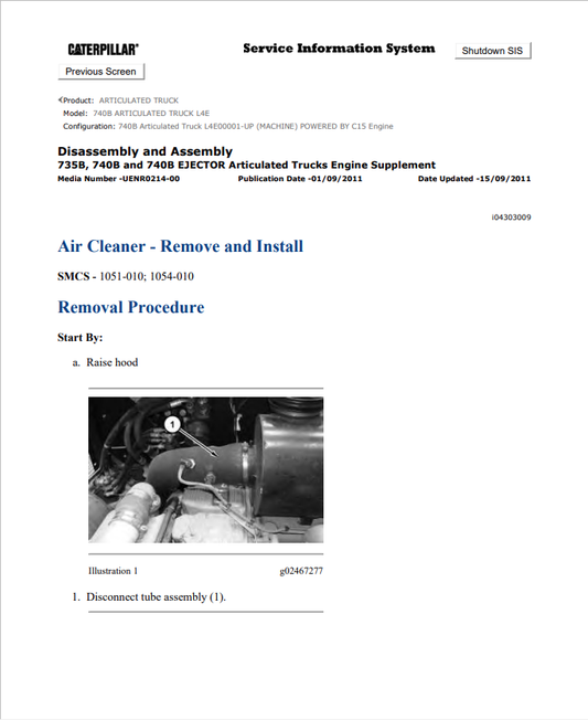 Caterpillar Cat 740 Articulated Truck Service and Repair Manual PDF | S/N WWD