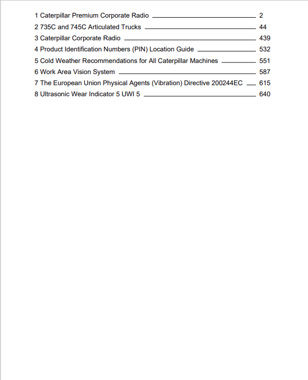 Caterpillar Cat 745C Articulated Truck Operation and Maintenance Manual PDF | S/N TFK