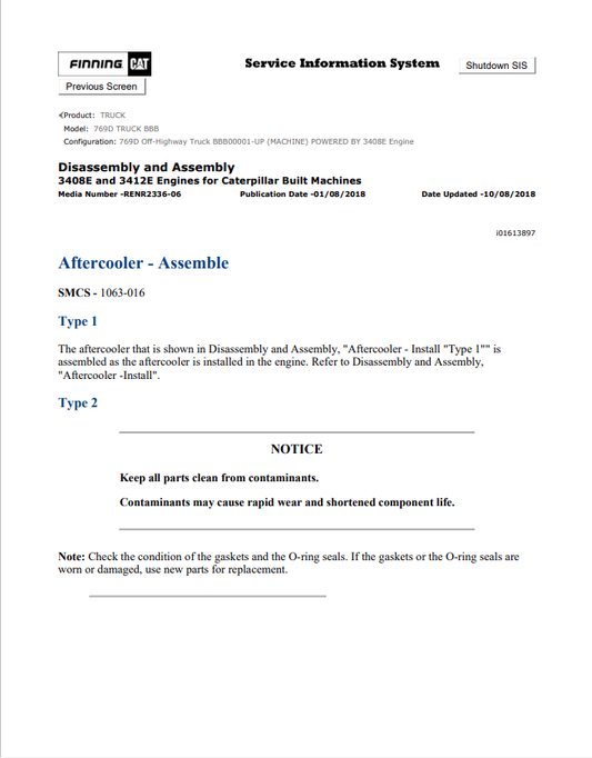 Caterpillar Cat 769D Truck Service and Repair Manual PDF | S/N BBB