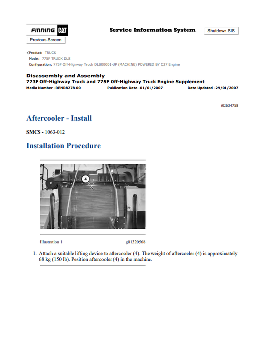 Caterpillar Cat 775F Truck Service and Repair Manual PDF | S/N DLS