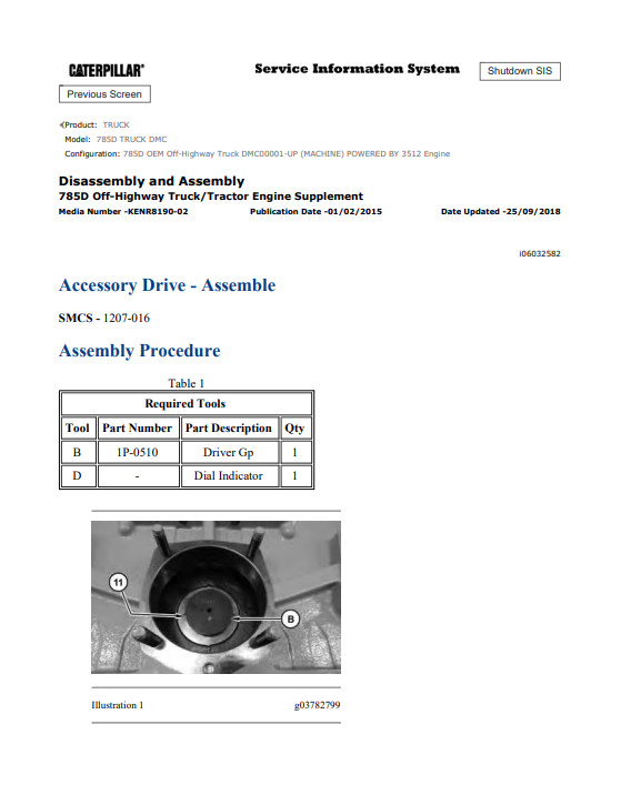 Caterpillar Cat 785D Truck Service and Repair Manual PDF | S/N DMC