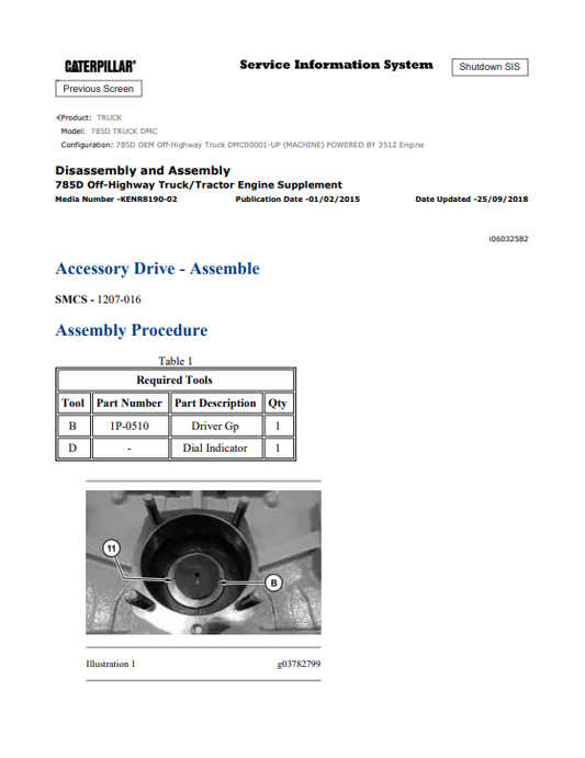 Caterpillar Cat 785D Truck Service and Repair Manual PDF | S/N DMC