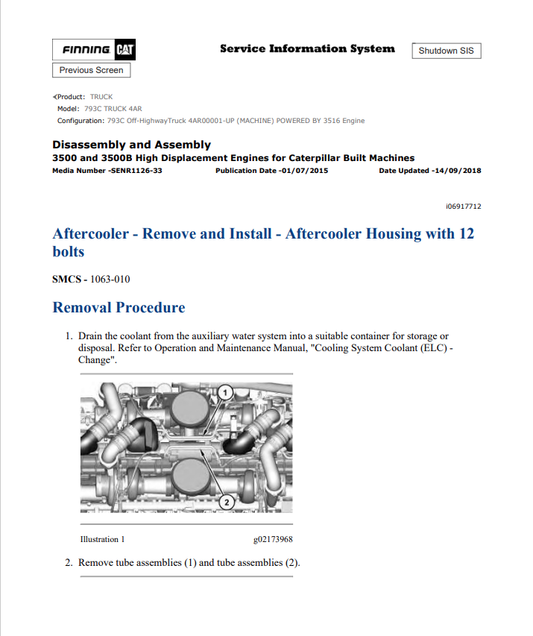 Caterpillar Cat 793C Truck Service and Repair Manual PDF | S/N 4AR