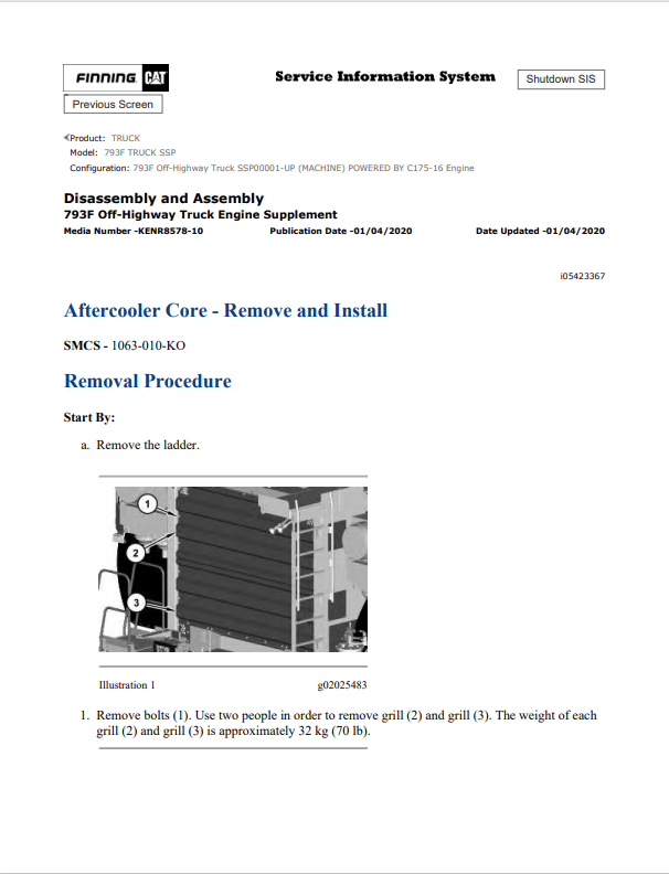 Caterpillar Cat 793F Truck Service and Repair Manual PDF | S/N SSP