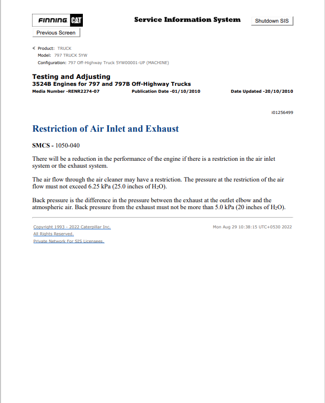 Caterpillar Cat 797 Truck Service and Repair Manual PDF | S/N 5YW
