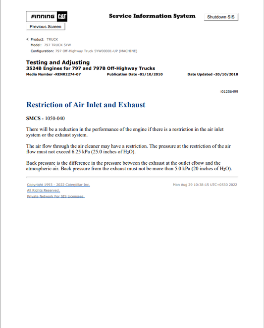 Caterpillar Cat 797 Truck Service and Repair Manual PDF | S/N 5YW