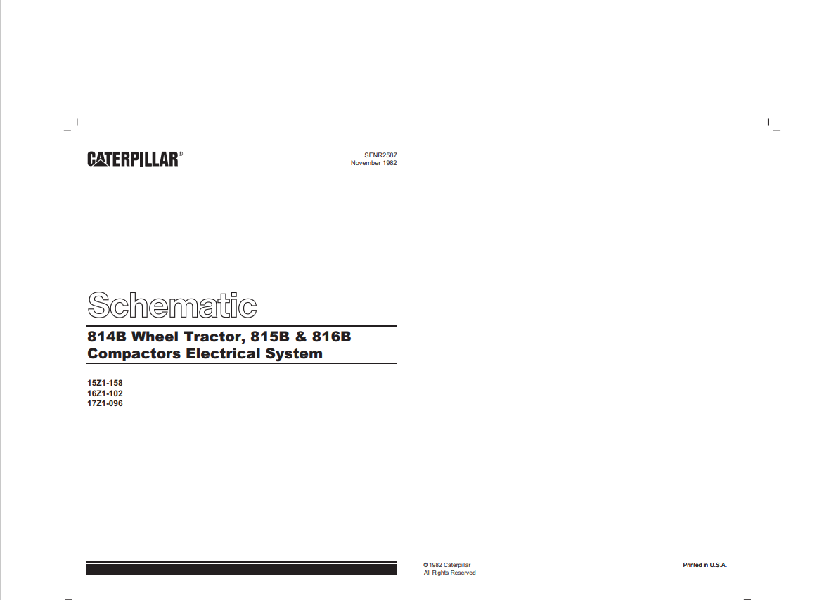 Caterpillar Cat 816B Landfill Compactors Electrical System Schematic Manual PDF | S/N 15Z