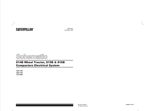 Caterpillar Cat 816B Landfill Compactors Electrical System Schematic Manual PDF | S/N 15Z