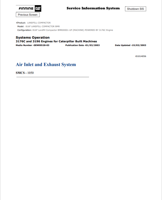 Caterpillar Cat 816F Landfill Compactor Service and Repair Manual PDF | S/N BMR