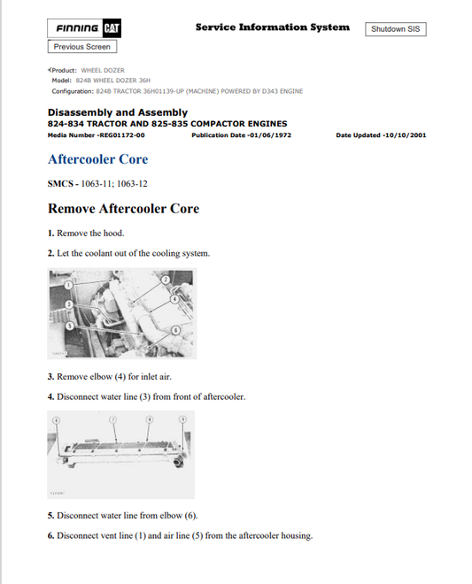 Caterpillar Cat 824B Wheel Dozer Service and Repair Manual PDF | S/N 36H