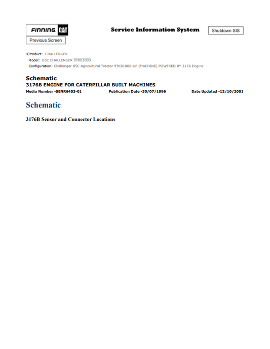 Caterpillar Cat 85C Challenger Schematic Manual PDF | S/N 9TK01000