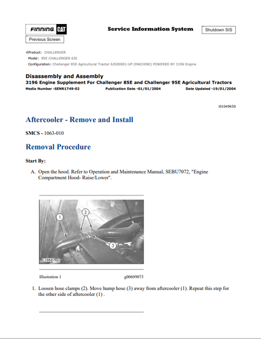 Caterpillar Cat 85E Challenger Service and Repair Manual PDF | S/N 6JS