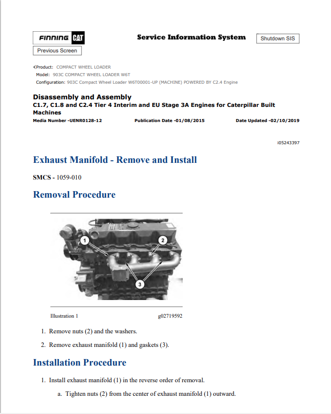 Caterpillar Cat 903C Compact Wheel Loader Service and Repair Manual PDF | S/N W6T