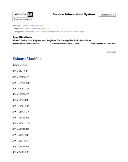 Caterpillar Cat 908 Compact Wheel Loader Service and Repair Manual PDF | S/N TAR