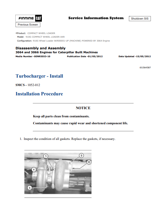 Caterpillar Cat 910G Compact Wheel Loader Service and Repair Manual PDF | S/N AKR