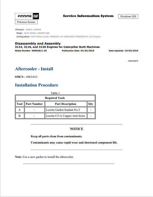 Caterpillar Cat 924F Wheel Loader Service and Repair Manual PDF | S/N 5NN