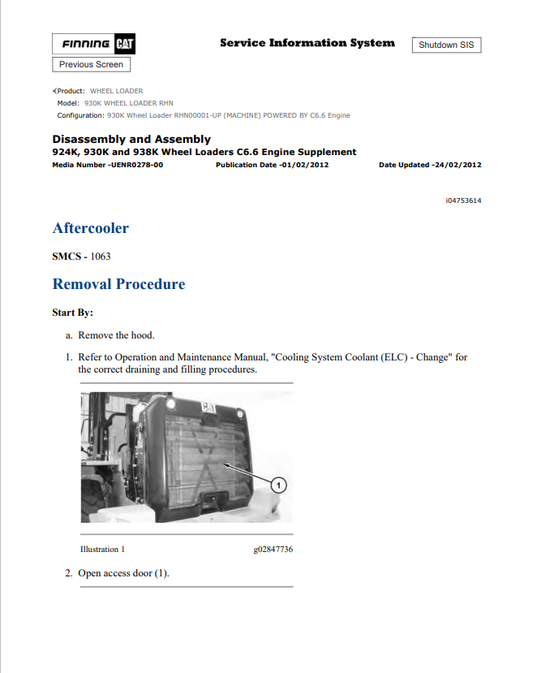 Caterpillar Cat 930K Wheel Loader Service and Repair Manual PDF | S/N RHN