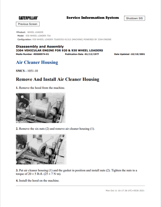 Caterpillar Cat 930 Wheel Loader Service and Repair Manual PDF | S/N 73U