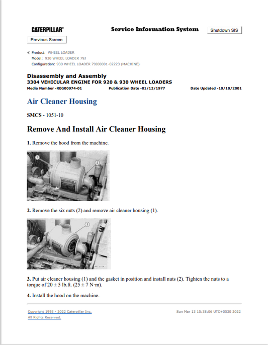 Caterpillar Cat 930 Wheel Loader Service and Repair Manual PDF | S/N 79J