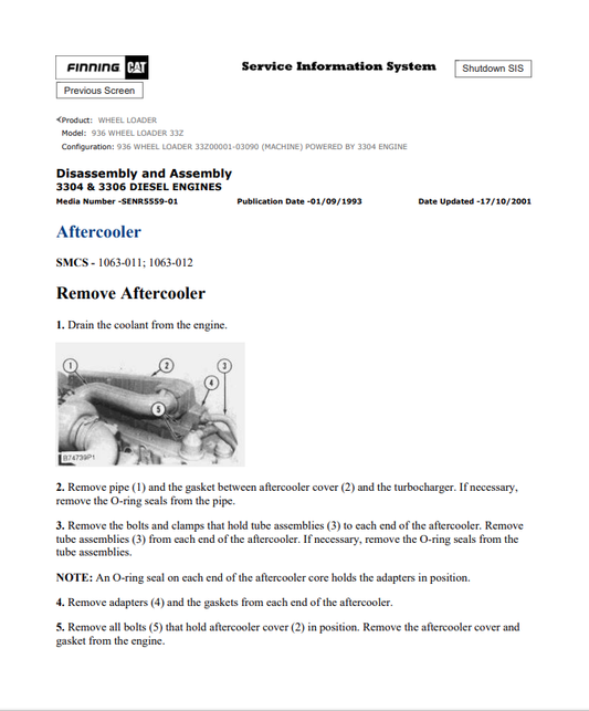Caterpillar Cat 936 Wheel Loader Service and Repair Manual PDF | S/N 33Z