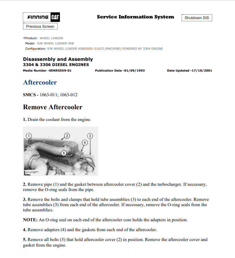Caterpillar Cat 936 Wheel Loader Service and Repair Manual PDF | S/N 4SB