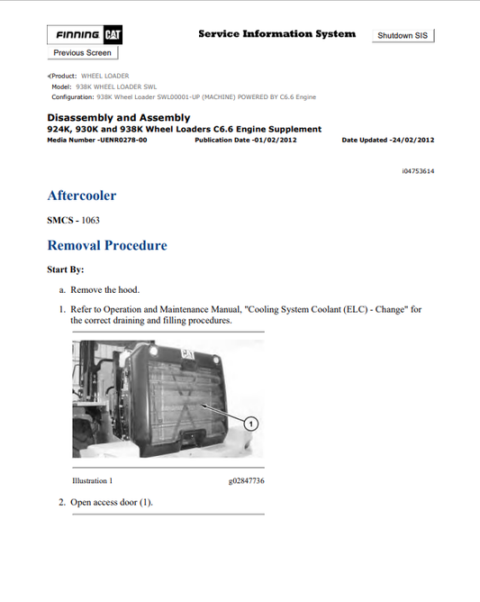 Caterpillar Cat 938K Wheel Loader Service and Repair Manual PDF | S/N SWL