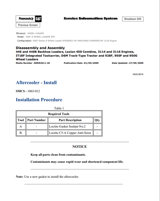 Caterpillar Cat 950F II Wheel Loader Service and Repair Manual PDF | S/N 8TK