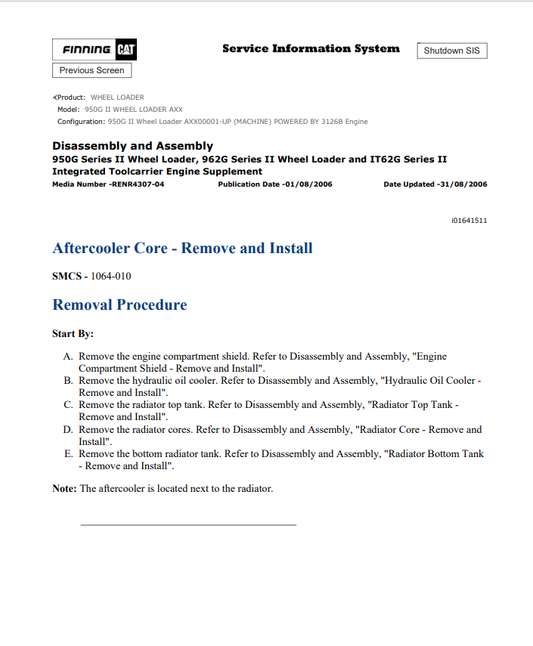 Caterpillar Cat 950G II Wheel Loader Service and Repair Manual PDF | S/N AXX