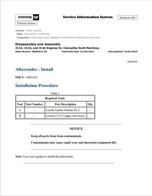 Caterpillar Cat 950G Wheel Loader Service and Repair Manual PDF | S/N 4BS
