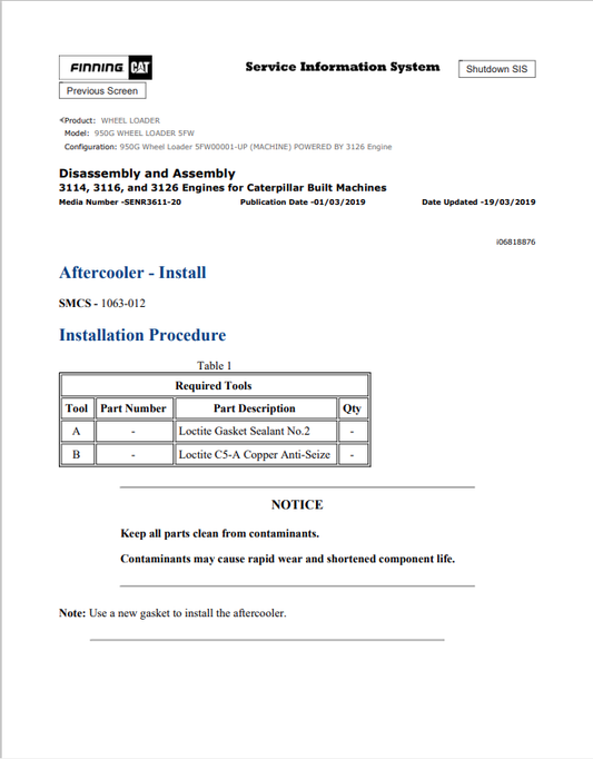 Caterpillar Cat 950G Wheel Loader Service and Repair Manual PDF | S/N 5FW