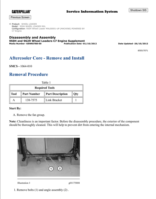 Caterpillar Cat 950H Wheel Loader Service and Repair Manual PDF | S/N MXL