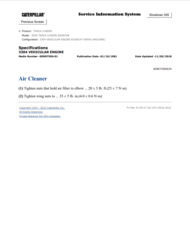 Caterpillar Cat 955K Track Loader Service and Repair Manual PDF | S/N 85J06768