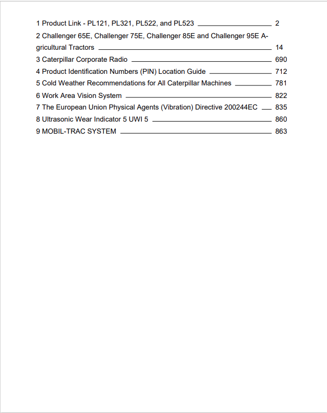 Caterpillar Cat 95E Challenger Operation and Maintenance Manual PDF | S/N 6KS