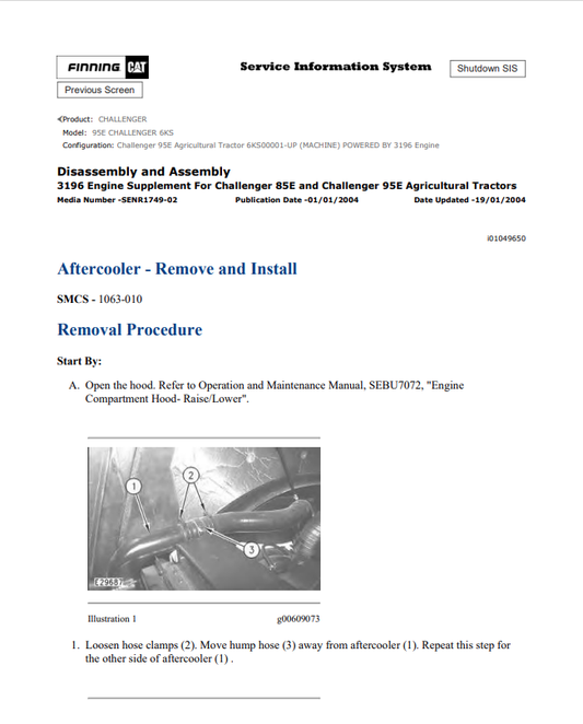 Caterpillar Cat 95E Challenger Service and Repair Manual PDF | S/N 6KS