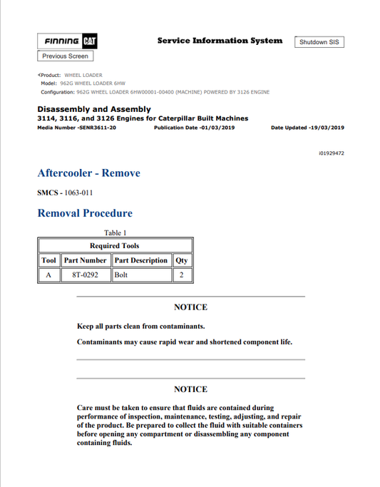 Caterpillar Cat 962G Wheel Loader Service and Repair Manual PDF | S/N 6HW
