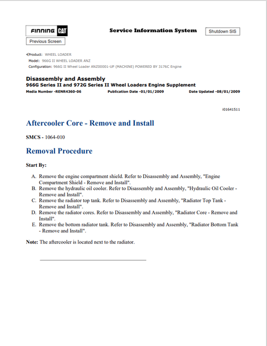 Caterpillar Cat 966G II Wheel Loader Service and Repair Manual PDF | S/N ANZ