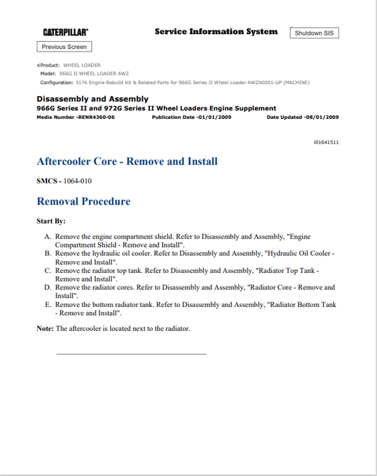 Caterpillar Cat 966G II Wheel Loader Service and Repair Manual PDF | S/N AWZ