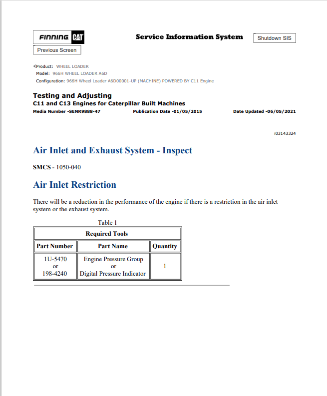 Caterpillar Cat 966H Wheel Loader Service and Repair Manual PDF | S/N A6D