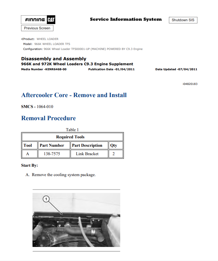 Caterpillar Cat 966K Wheel Loader Service and Repair Manual PDF | S/N TFS