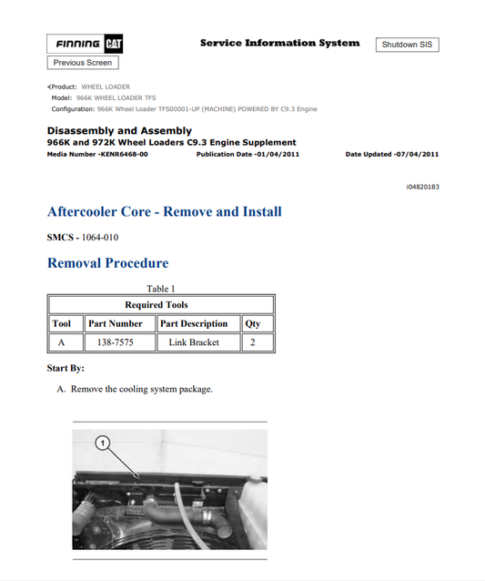 Caterpillar Cat 966K Wheel Loader Service and Repair Manual PDF | S/N TFS
