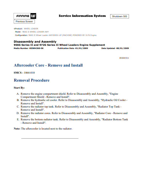 Caterpillar Cat 980F II Wheel Loader Service and Repair Manual PDF | S/N 8JN