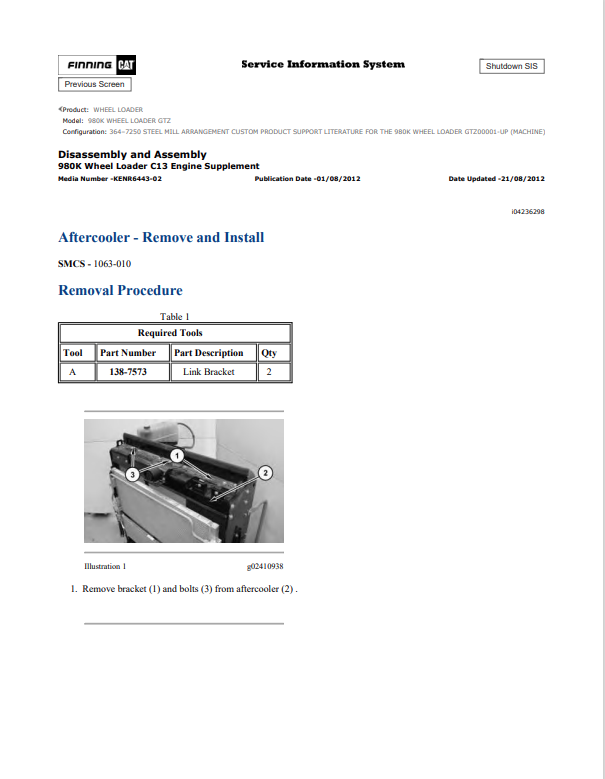 Caterpillar Cat 980K Wheel Loader Service and Repair Manual PDF | S/N GTZ